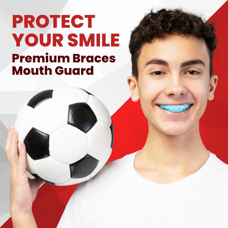 SAFE GRIN SafeGrin Blue Mouth Guard for Braces for Sports - Premium Silicone Teens & Youth Upper & Lower Teeth Protection for Sports - Football, Lacrosse, Hockey, Baseball - Image 3